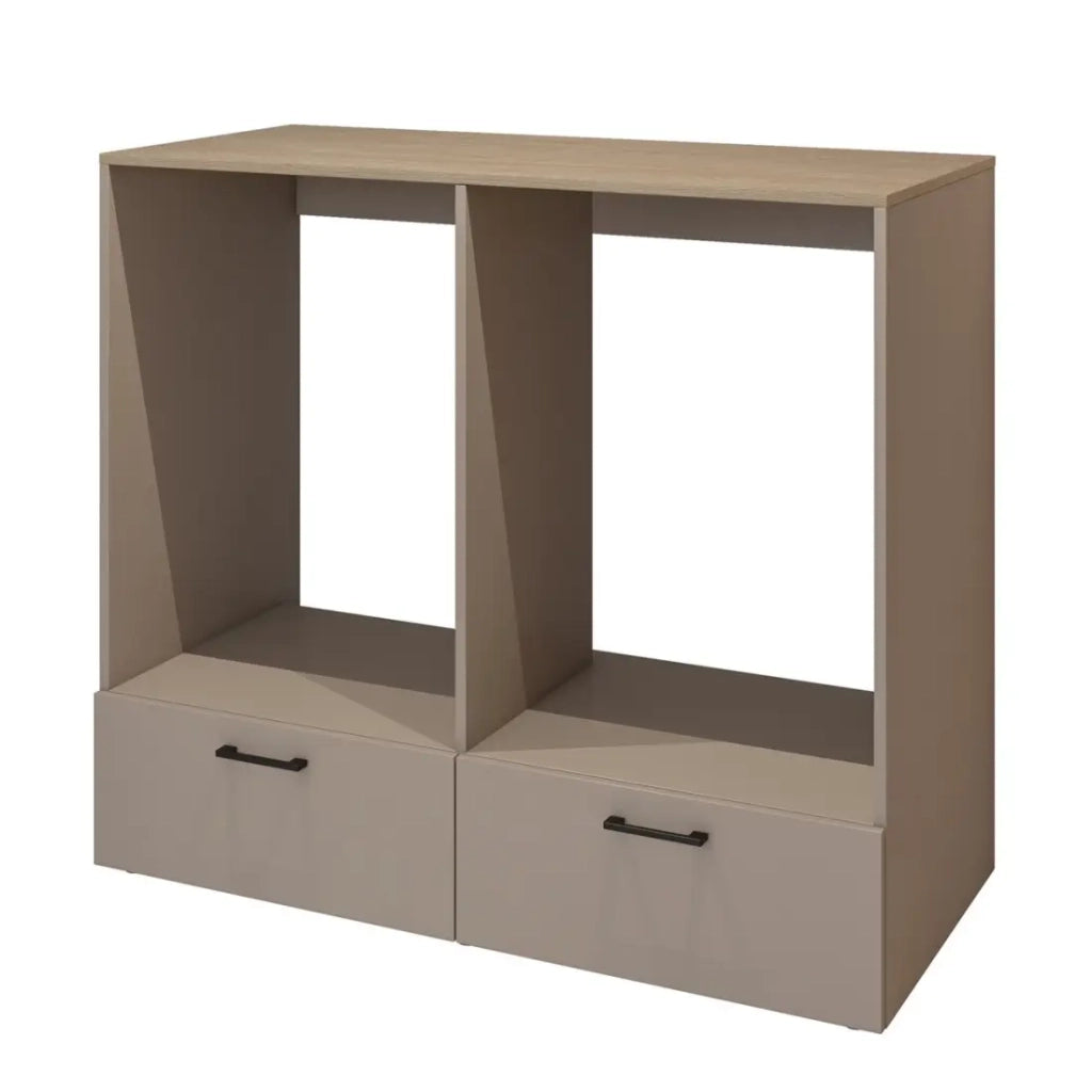 Mobile da bagno per lavatrice e asciugatrice collezione WASHING – 2 cassetti – Tortora e rovere