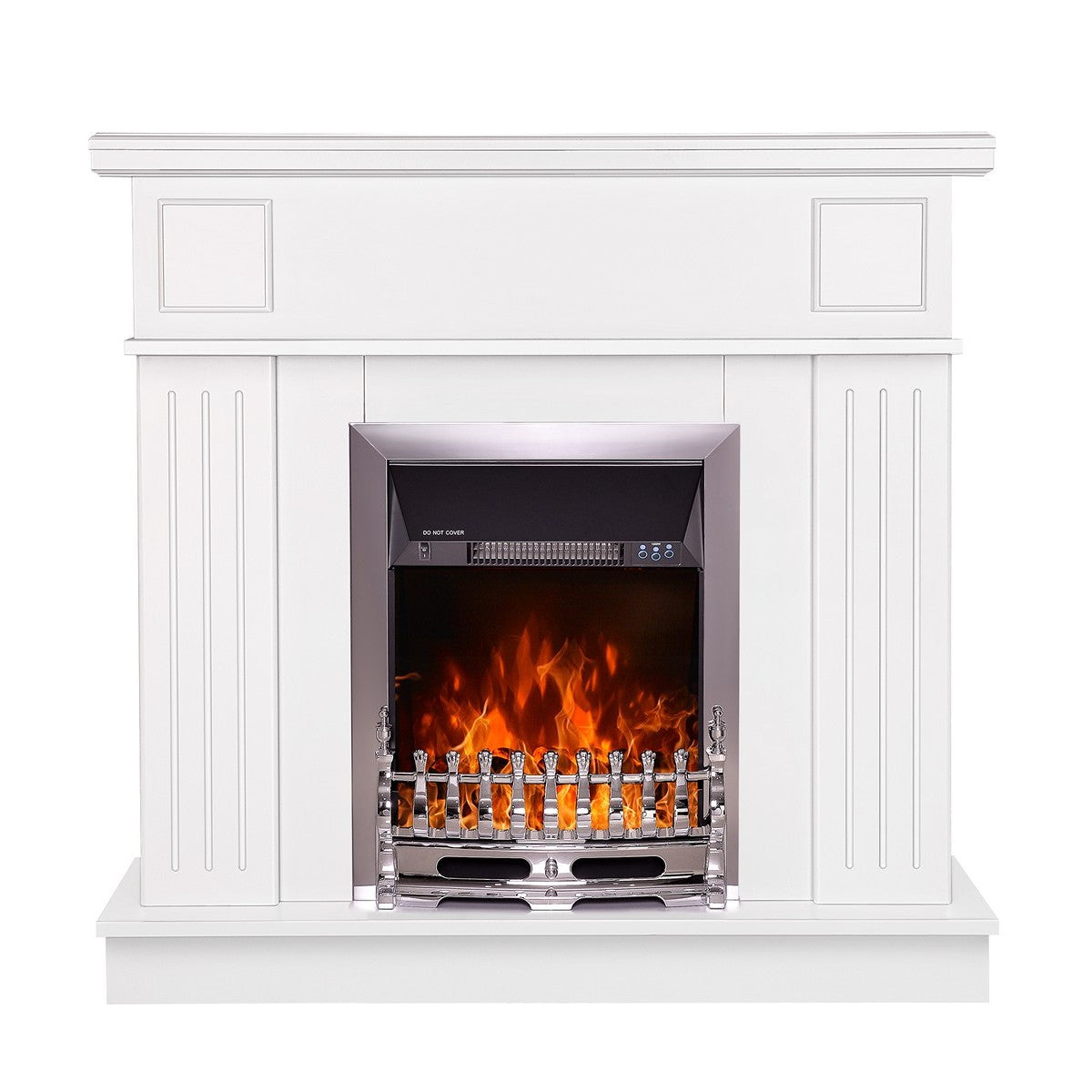 Camino Elettrico da Pavimento 99,7x103,4x27 cm Effetto Fiamma 2000W Marina & Galileo silver Bianco