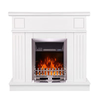 Camino Elettrico da Pavimento 99,7x103,4x27 cm Effetto Fiamma 2000W Marina & Galileo silver Bianco