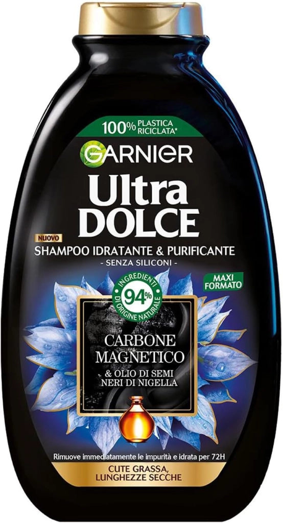 SET 3 GARNIER SHAMPOO ULTRA DOLCE DA 300 ML CARBONE MAGNETICO PURIFICANTE