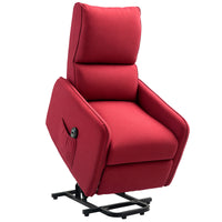 Poltrona Alzapersona Elettrica Reclinabile con Telecomando e Tasca in Tessuto Rosso