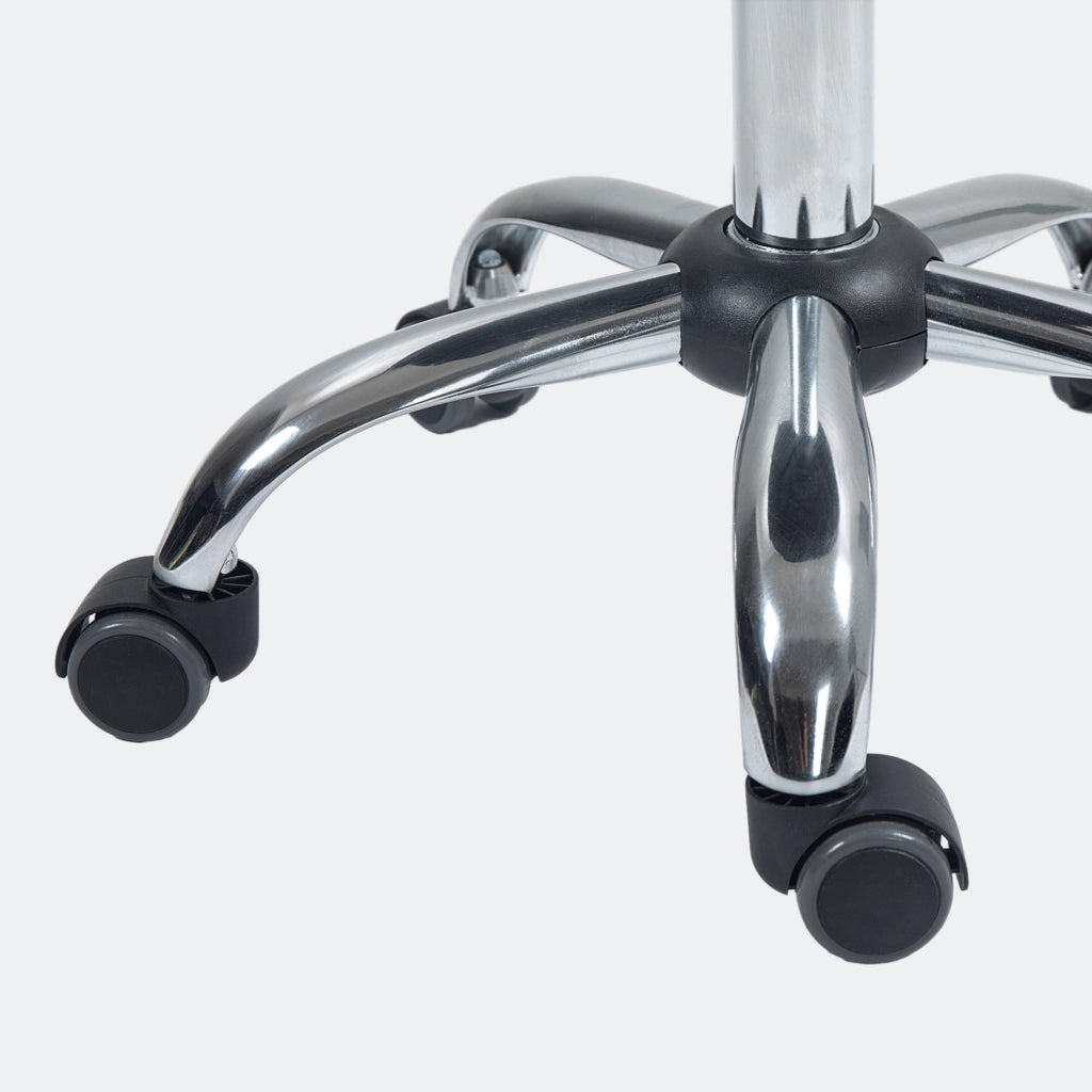Sgabello girevole da lavoro con altezza regolabile e schienale ergonomico con ruote in pelle sintetica nera