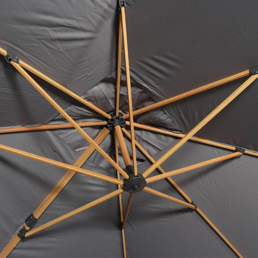 Ombrellone rettangolare asta effetto legno, 3x4m, grigio