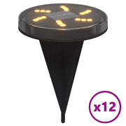 Set di 12 pratiche luci solari da giardino per esterni 11 x 13 cm plastica nera 02_0056668