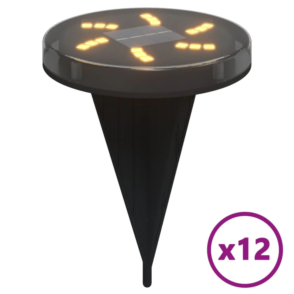Set di 12 pratiche luci solari da giardino per esterni 11 x 13 cm plastica nera 02_0056668