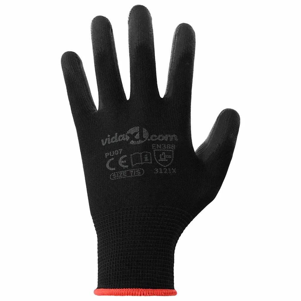 Guanti da Lavoro 24 pcs Nero 7 / S Poliestere