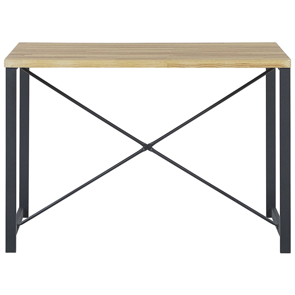 Set da pranzo Piano in legno chiaro Struttura in acciaio Nero Tavolo rettangolare 110 x 70 cm 4 posti con 2 sedie e panca