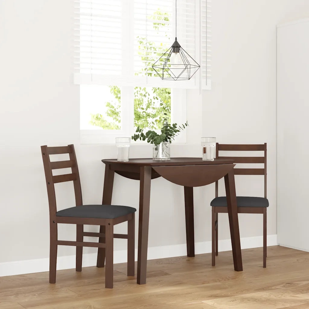 Sedie da Pranzo con Cuscini 2pz Marrone Legno Massello di Hevea 4102418