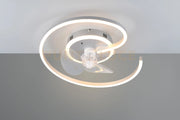 LUNDQVIST PLAFONIERA LED 2.700 - 6.500 K 3800LM 32W CON VENTILATORE A SPIRALE TITANIO CON VENTOLA CON FUNZIONE INVERSIONE ROTAZIONE X FUNZIONE INVERNALE CON TELECOMANDO MULTIFUNZIONE REGOLAZIONE INTENSITA' E TIMER CON MOTORE DC D.50CM