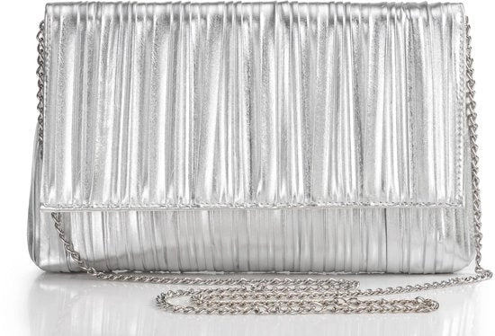 Borse da sera per donne - Borsa elegante da sera, borsa da festa, borsa a catena per matrimonio, ballo e festa, argento