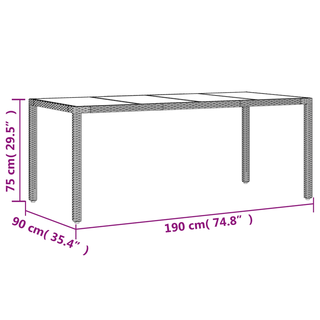 Set da Pranzo da Giardino 9pz con Cuscini Polyrattan e Vetro 3278554