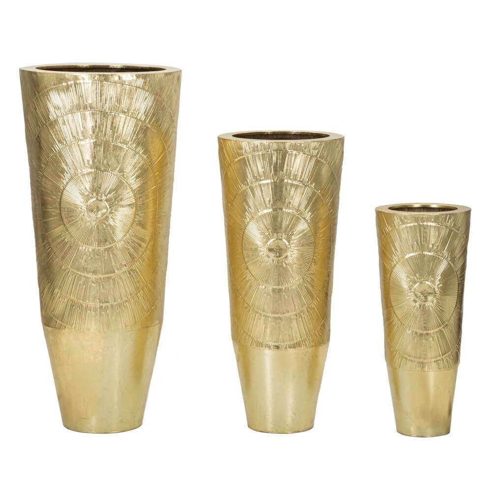 Set di Vasi Dorati Tris cm diam 50,8X114,9-40X92,7-29,8X70,5 - GOLDELY TRIS