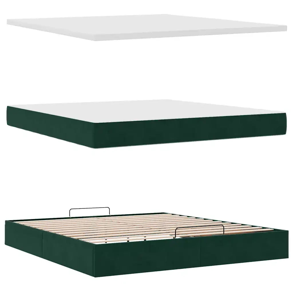 Struttura Letto Pouf con Materasso 160x200 cm in Velluto