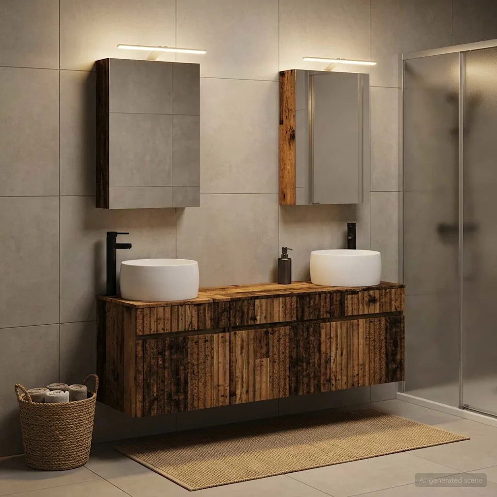 Set di Armadi da Bagno 5 pcs Legno antico 50 x 14,5 x 70 cm 3406637