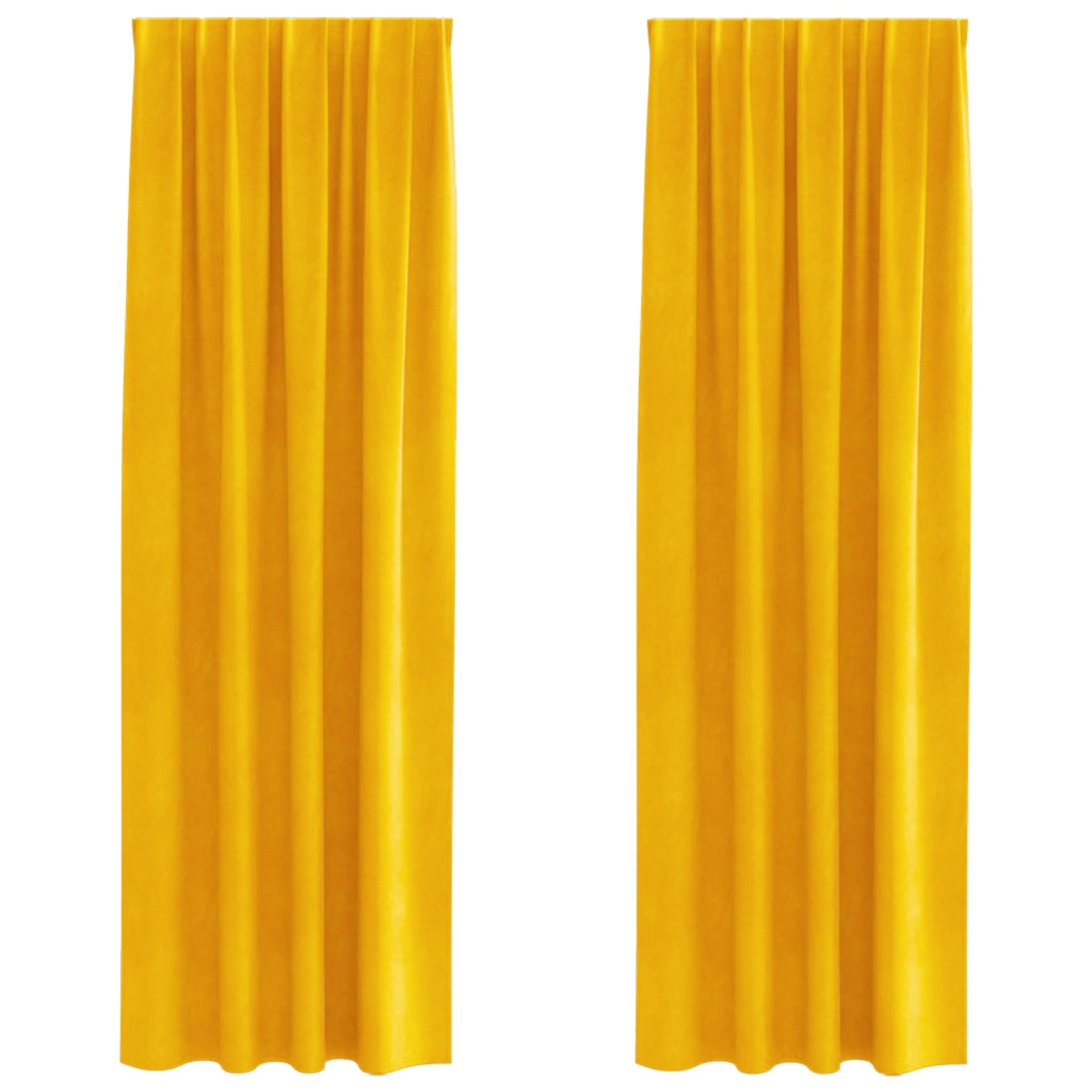 Tende Blackout  con nastro superiore 2 pezzi Giallo Senape in Velluto