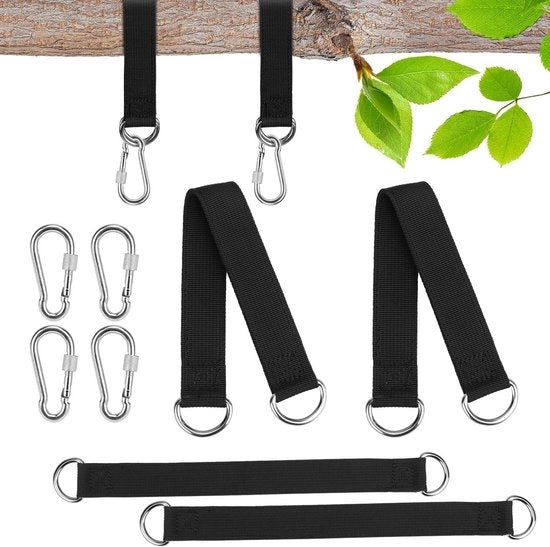 Kit di attacchi per sospensione di pendolo in nylon con 4 anelli di carabiner per D-rings per carichi pesanti con 4 pezzi di cinghia di sospensione resistente alla lacerazione per kit di appendi-pendolo portatile