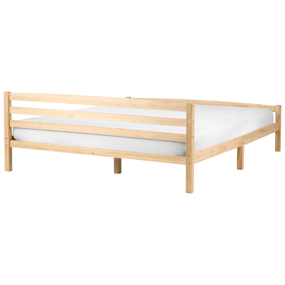 Letto matrimoniale in legno di pino chiaro 180 x 200 Testiera a doghe minimalista