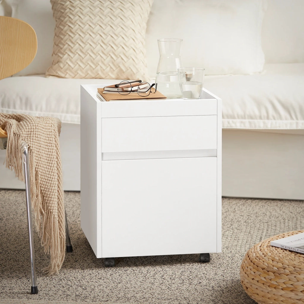 Carrello da ufficio Armadi archivio traslabili Tavolino stampante Comodino con ruote bianco 40x40x54cm FBT121-W