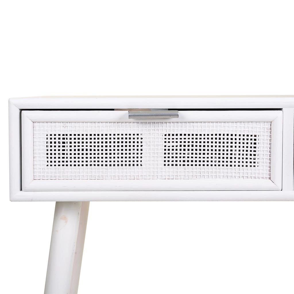 Mobile da ingresso in legno e griglia bianca 120x42x79h