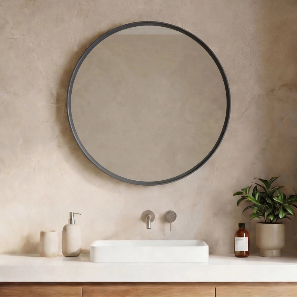 Specchio decorativo in legno "Moonlight 90 v2" - 90 x 7 x 90 cm - Antracite opaco
