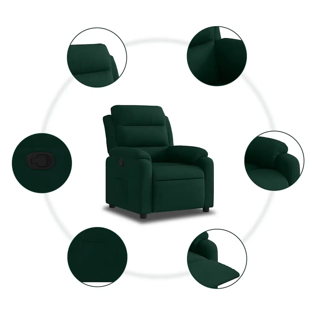 Divano Sedia-Poltrona Reclinabile Verde Scuro in Velluto 851565