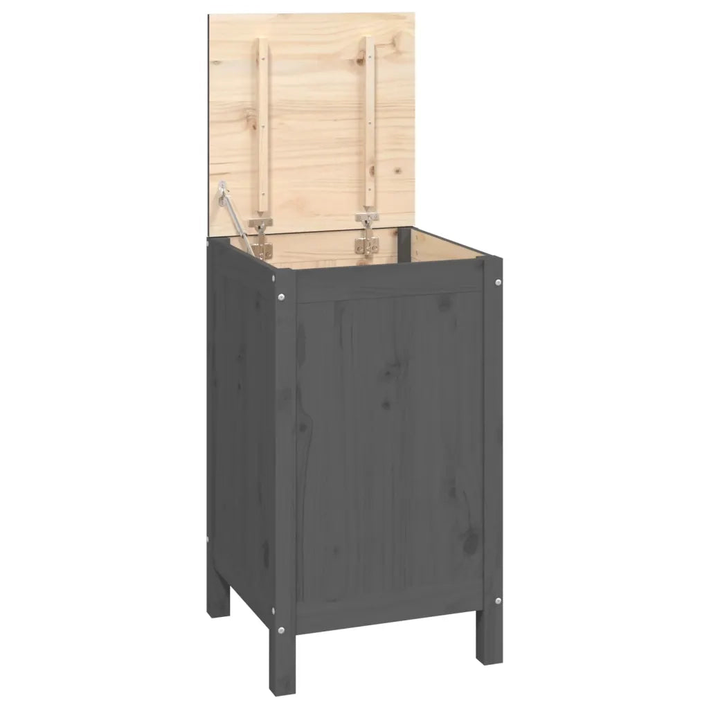 Contenitore per Bucato Grigio 44x44x76 cm Legno Massello Pino 823576