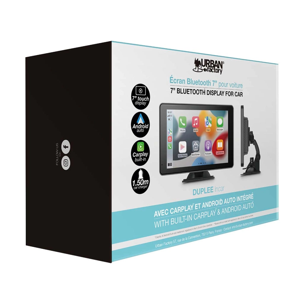 Schermo CarPlay Android Auto Tattile da 7 Pollici per GPS Chiamate e Messaggi Nero URBAN FACTORY
