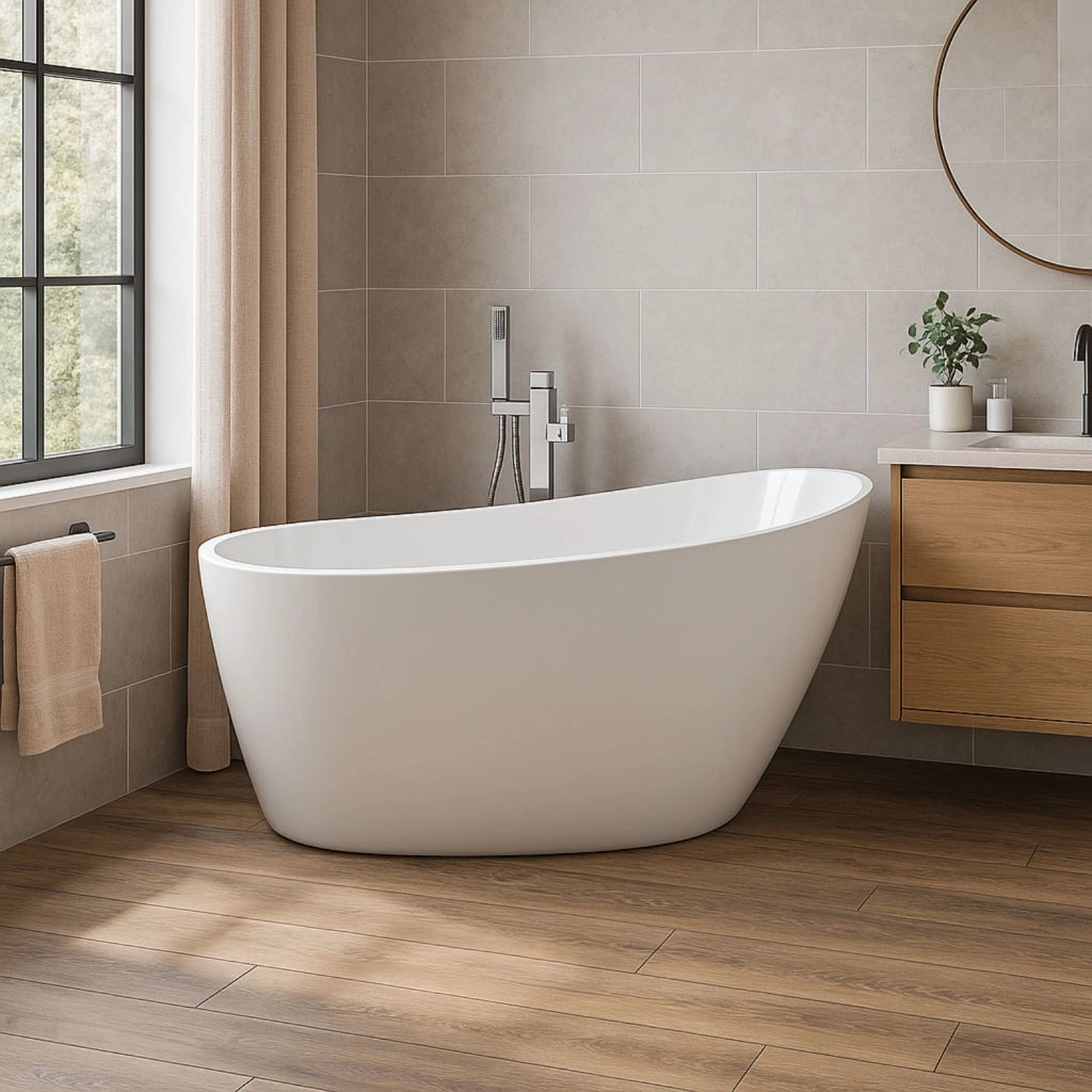 Vasca da bagno freestanding ovale acrilico bianco lucido 3 misure h 72 cm *** misure l170xh72xp80, confezione 1