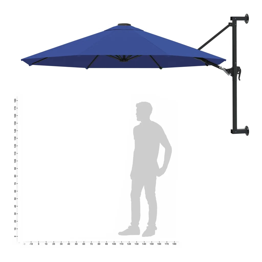 Ombrellone a Muro con Palo in Metallo 300 cm Blu 47301