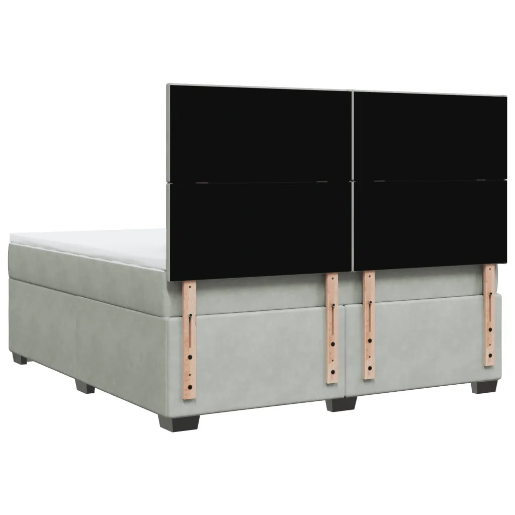Giroletto a Molle con Materasso Grigio Chiaro 180x200cm Velluto