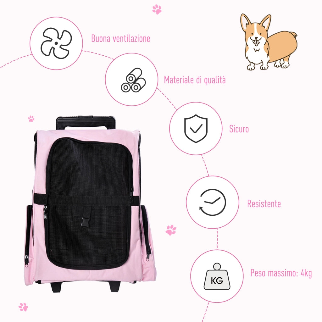Trasportino Zaino per Cani e Gatti ¨C Zephmum ¨C Rosa 42x25x55cm
