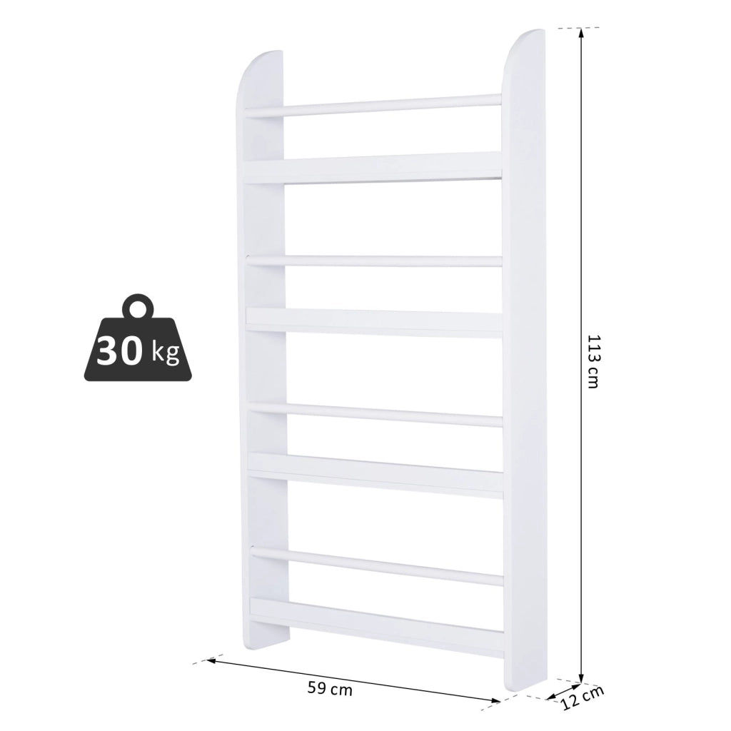EasyComfort Libreria da Parete con 4 Ripiani in Legno Bianco Impermeabile, Carico Massimo 30kg (59cm x 12cm x 113cm)