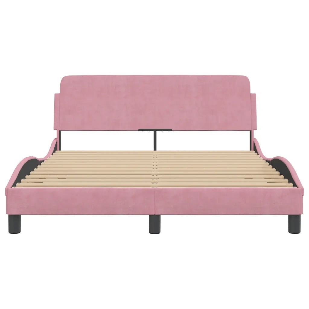 Giroletto con Testiera senza Materasso Rosa 140x190 cm Velluto