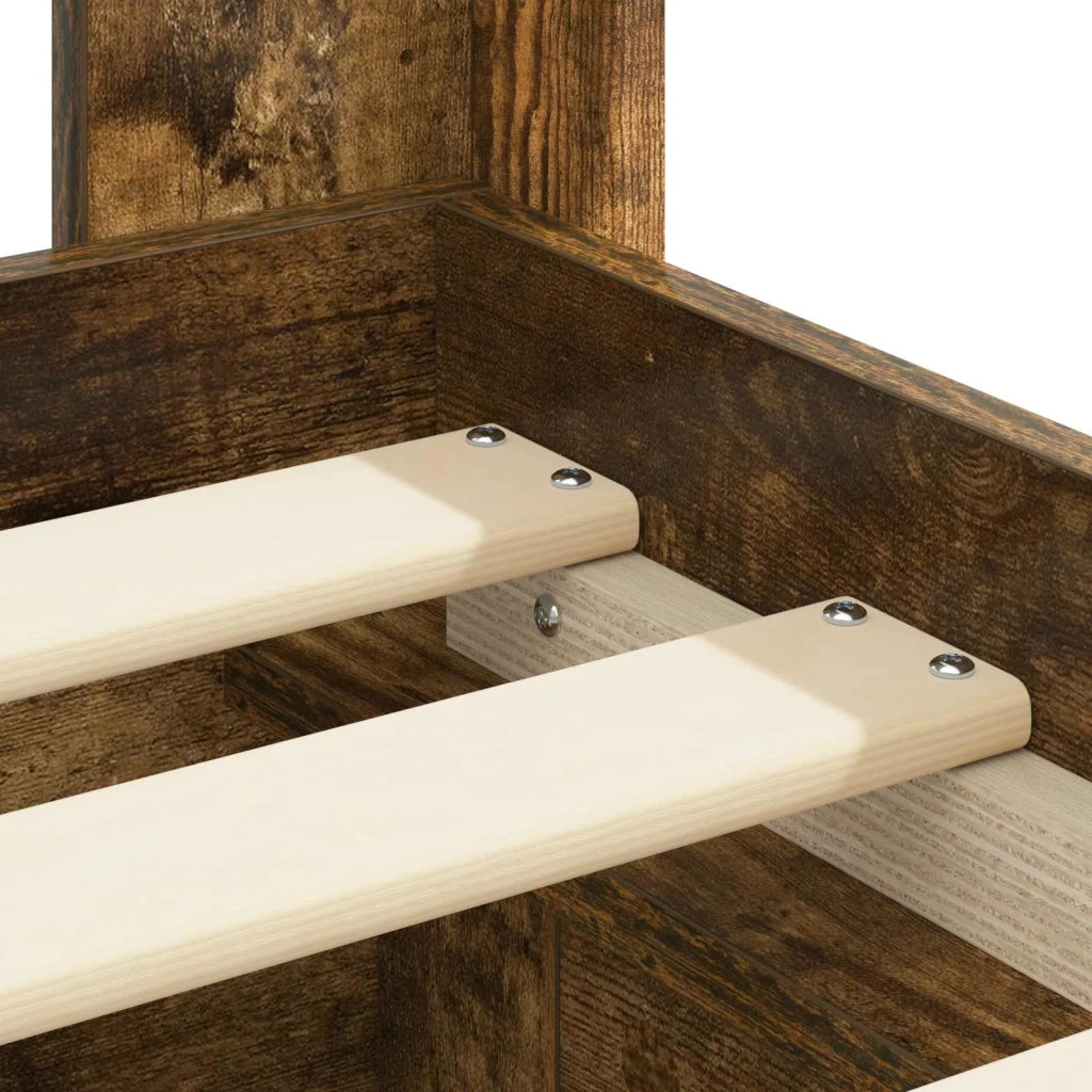 Struttura del letto con stoccaggio e testata Rovere Fumo