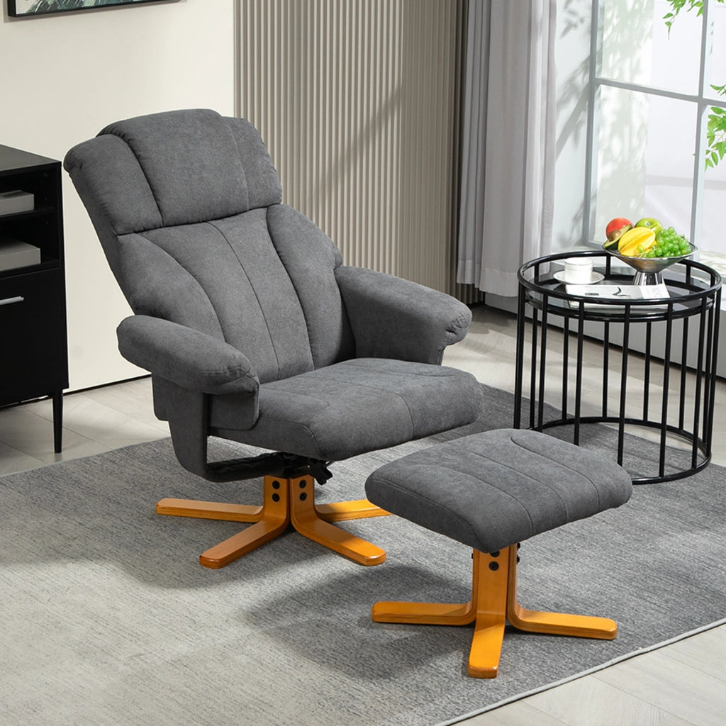 Poltrona relax reclinabile con poggiapiedi ¨C Xylo ¨C tessuto imbottito grigio scuro 79x80x104cm