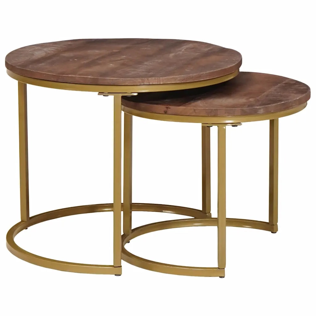 Tavoli da Caffè Nido 2 pcs Legno massello di mango e acciaio