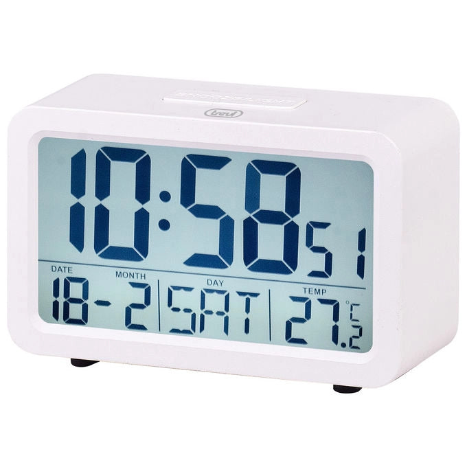 Trevi, Sveglia Digitale SLD 3P60, Bianca, Display LED, Timer e Snooze