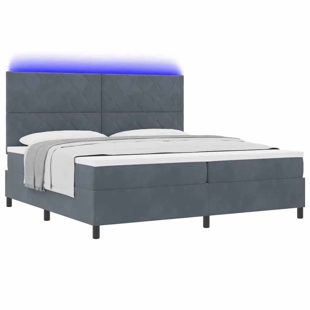 Letto a Sorgente LED Grigio scuro 200 x 200 cm Tessuto 3343401