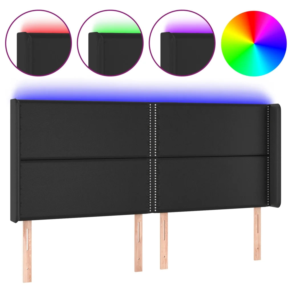 Testiera a LED-Testata con LED Nera 183x16x118/128 cm in Similpelle 449592