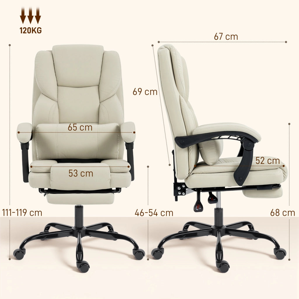 Sedia da Ufficio con Poggiapiedi ¨C Xylo ¨C Ecopelle Beige Regolabile