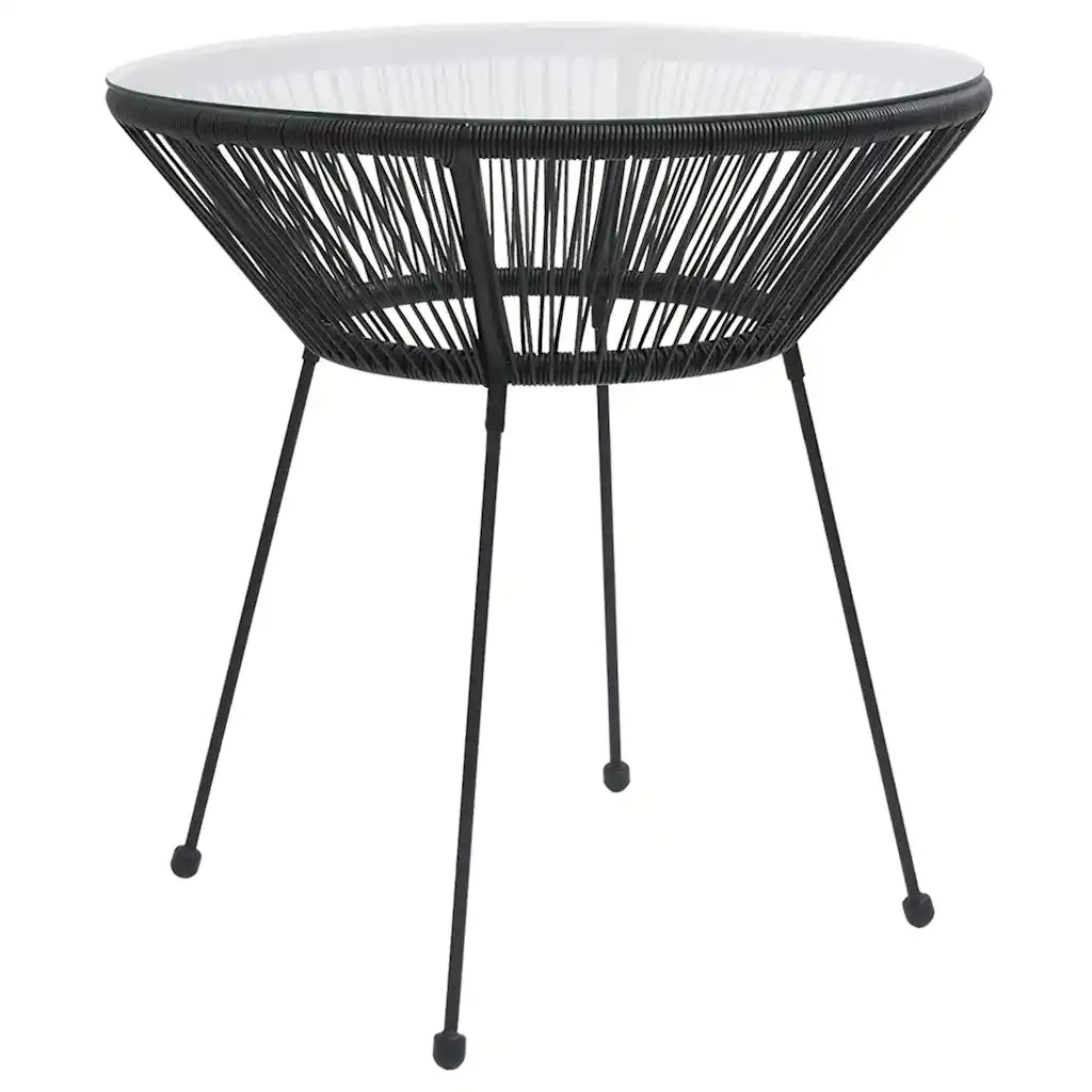 Tavolo da Giardino Nero 70x74 cm in Rattan e Vetro cod mxl 34256