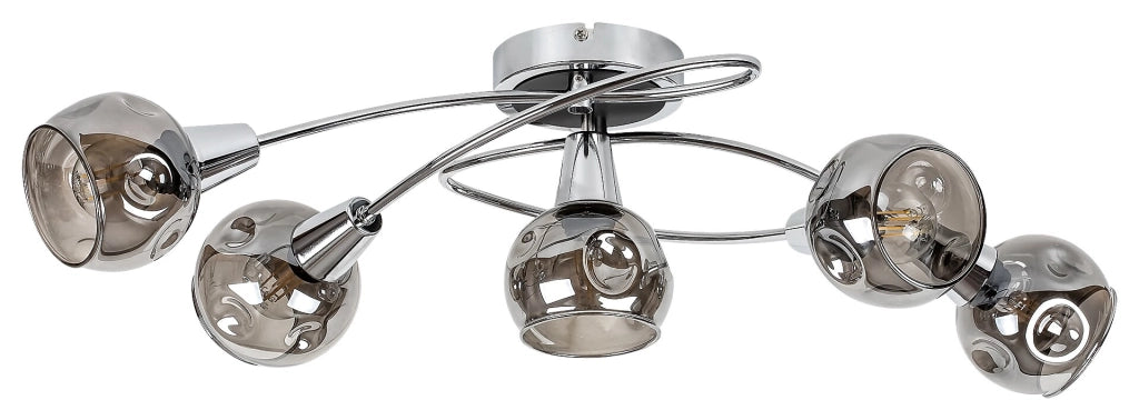 Plafoniera Rabalux Tamara 5xE14 cromo vetro fumé IP20