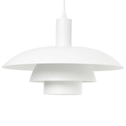 Lampada a sospensione in metallo bianco con design a gradini in stile metà secolo