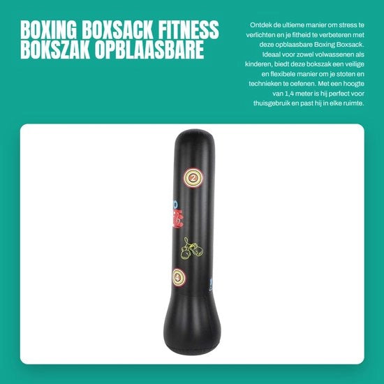 Borsa di Boxe in PVC Opinabile da 1,4 m - Borsa di Boxe per Fitness - Borsa di Boxe per Ridurre lo Stress per Bambini/Adulti - Borsa di Boxe Leggera in PVC - Borsa di Boxe Duratura e Resistente alle Sollecitazioni