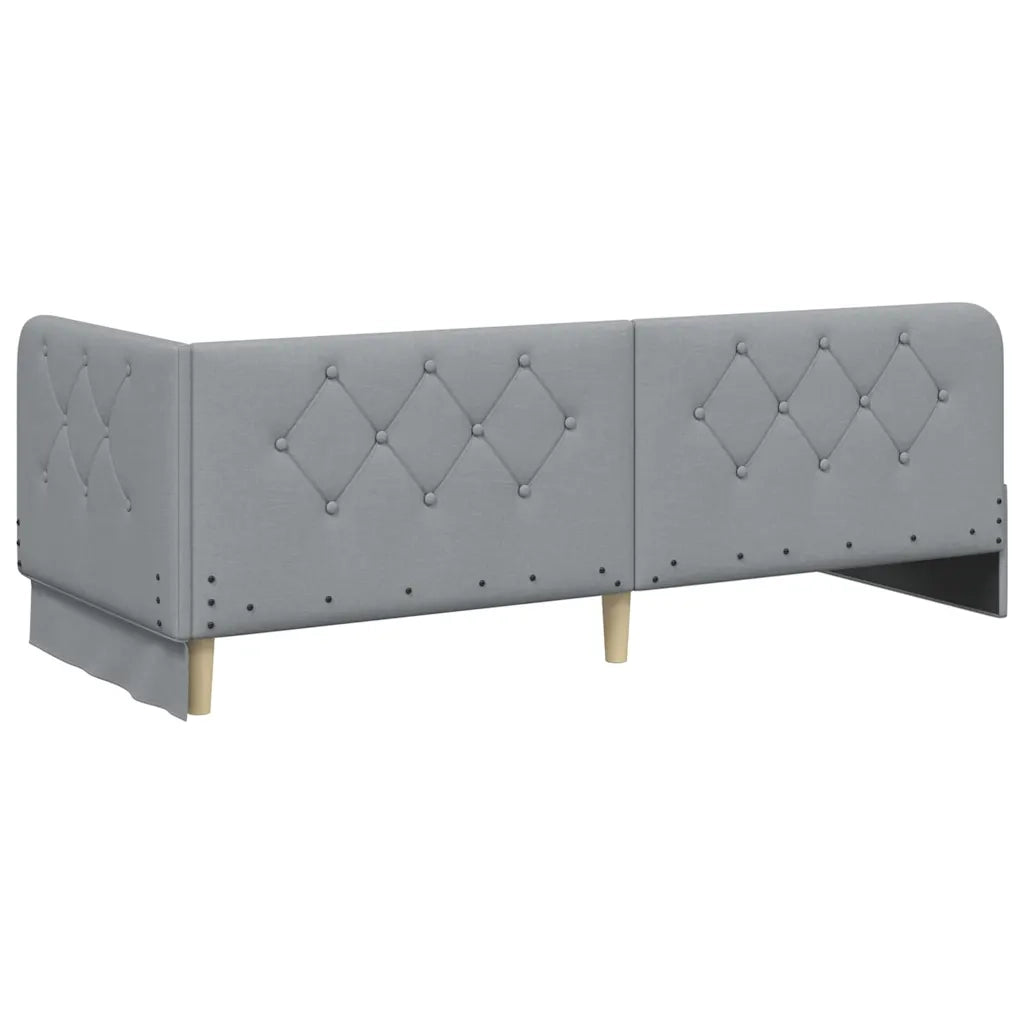 Cornice del letto ad angolo Grigio chiaro 80 x 200 cm Tessuto