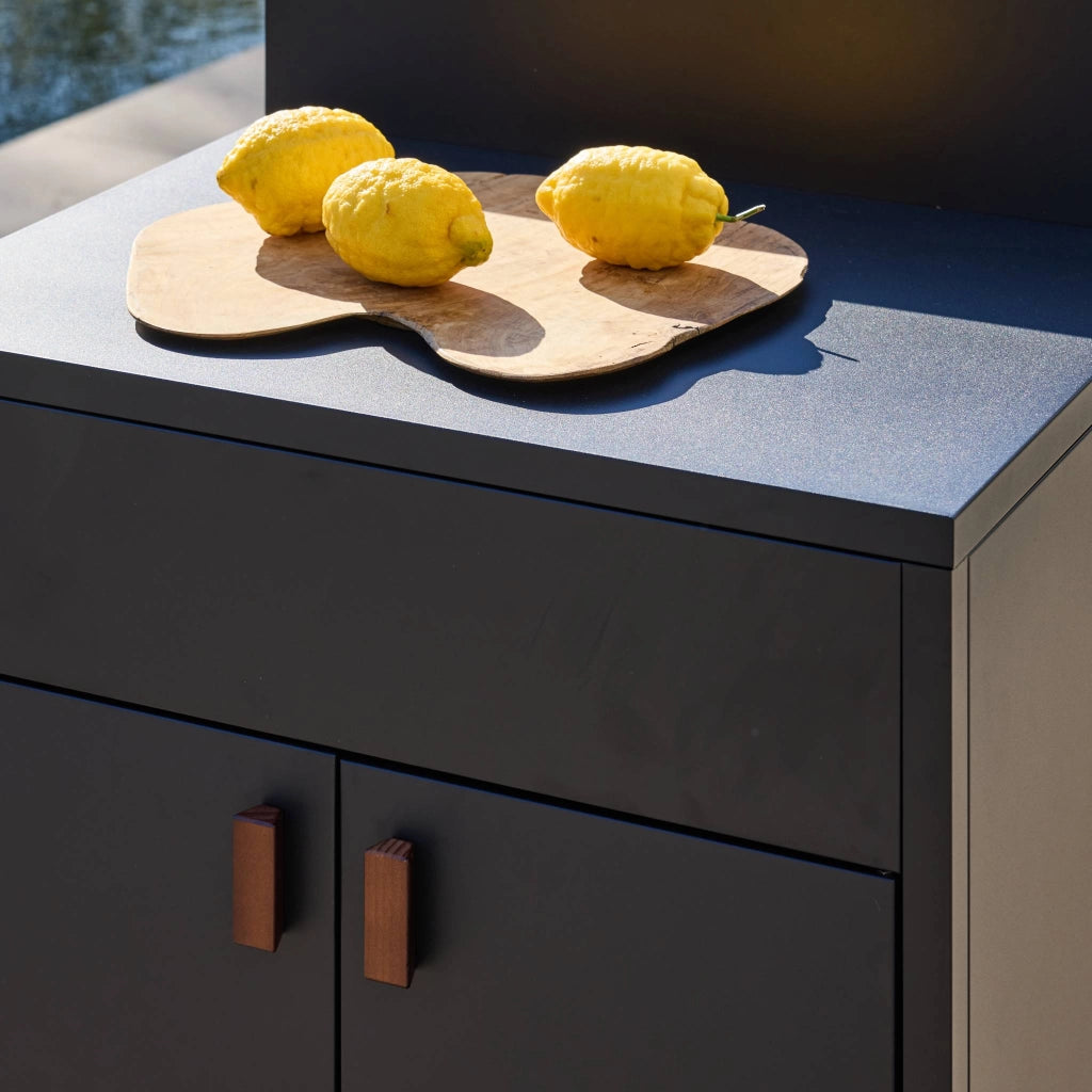 Cucina da esterno in acciaio con 2 ante, 80cm, nero