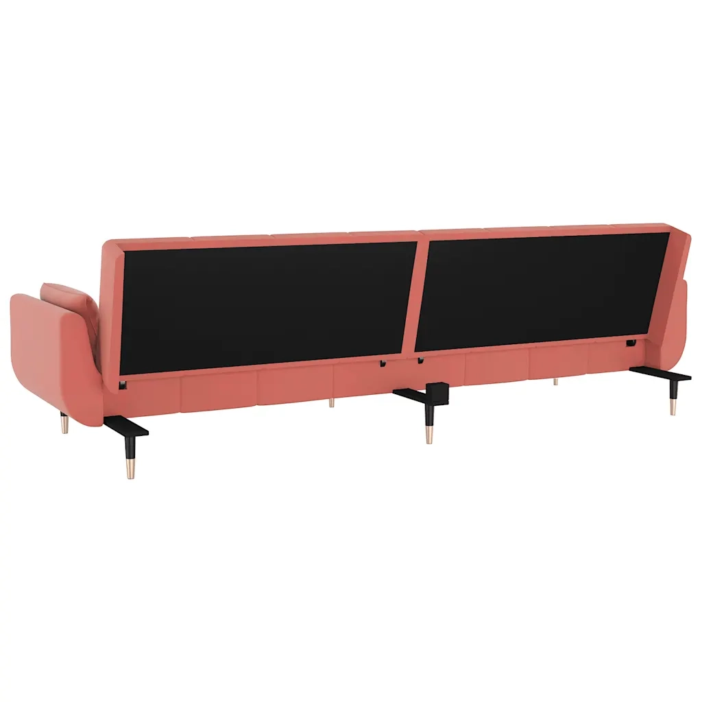 Divano letto | Sof¨¤ letto | Letto singolo a 2 Posti con 2 Cuscini Rosa in Velluto