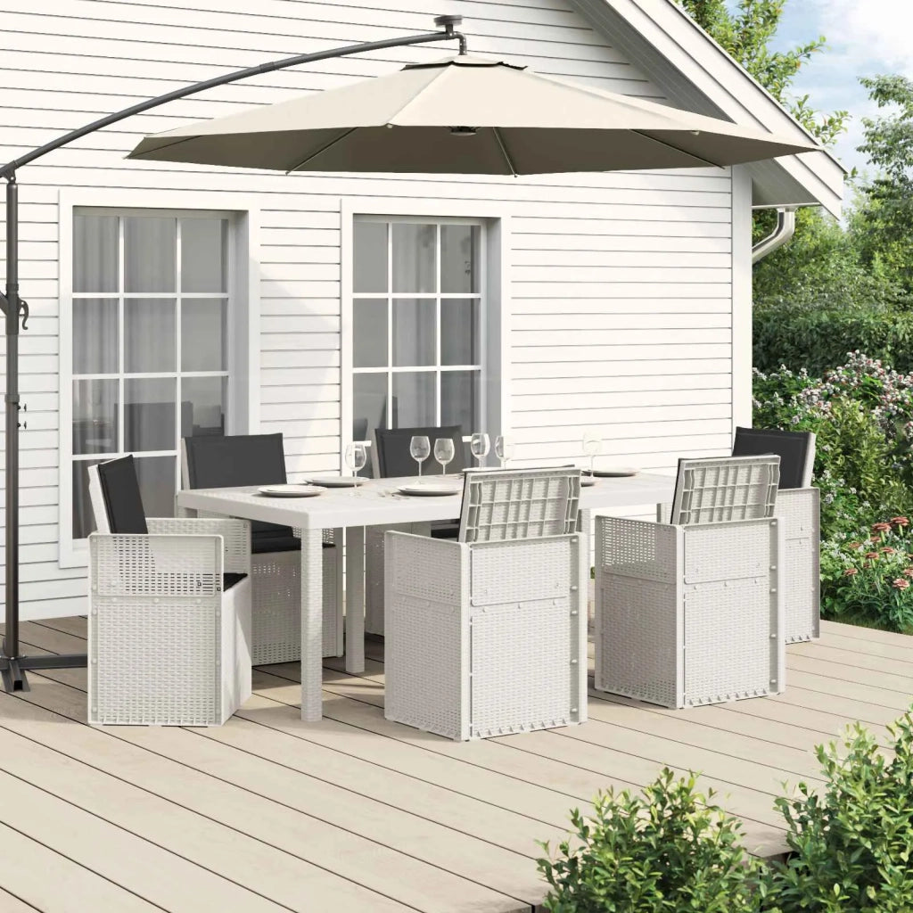 Set da Pranzo per Giardino 7 pcs Bianco e Antracite PP 3430080