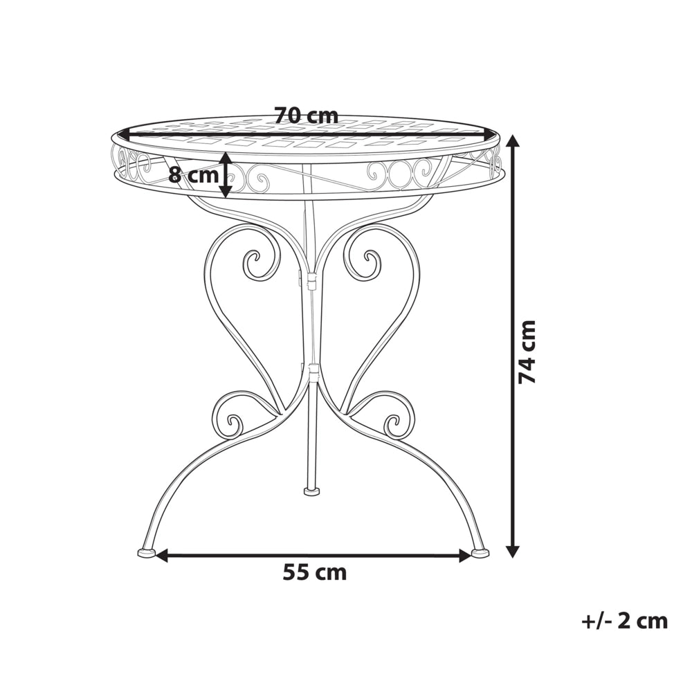Tavolo da bistrò all'aperto con volute decorative verniciate a polvere di metallo rosa