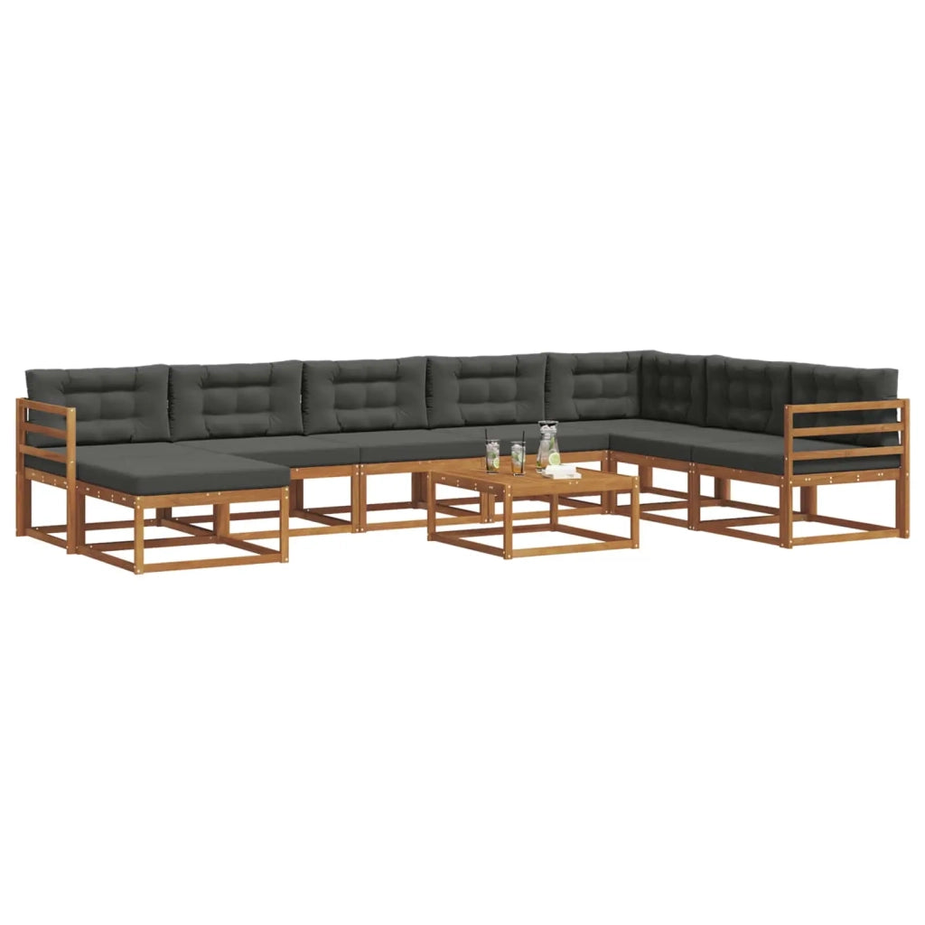 Set di divani da esterno con cuscino 9 pcs Naturale e Antracite 3368020